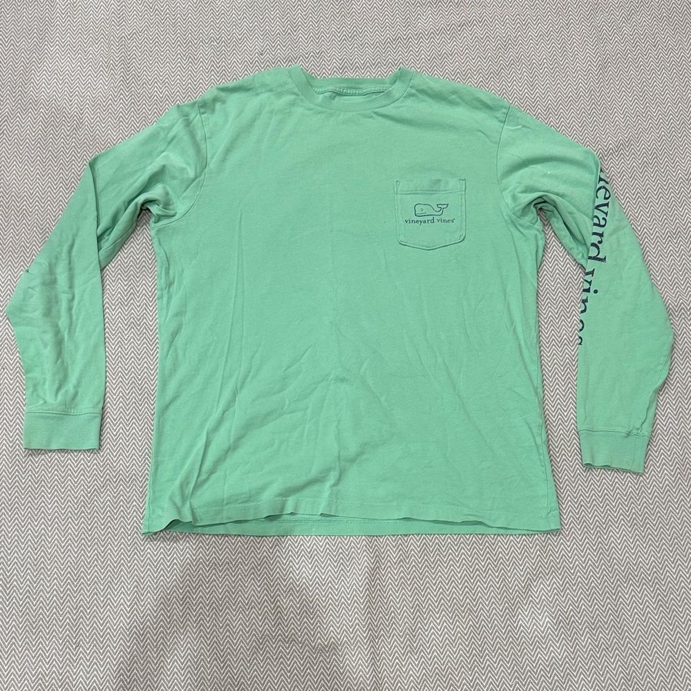 Vineyard Vines Green Long Sleeve Shirt with Pocket Mens Size Medium